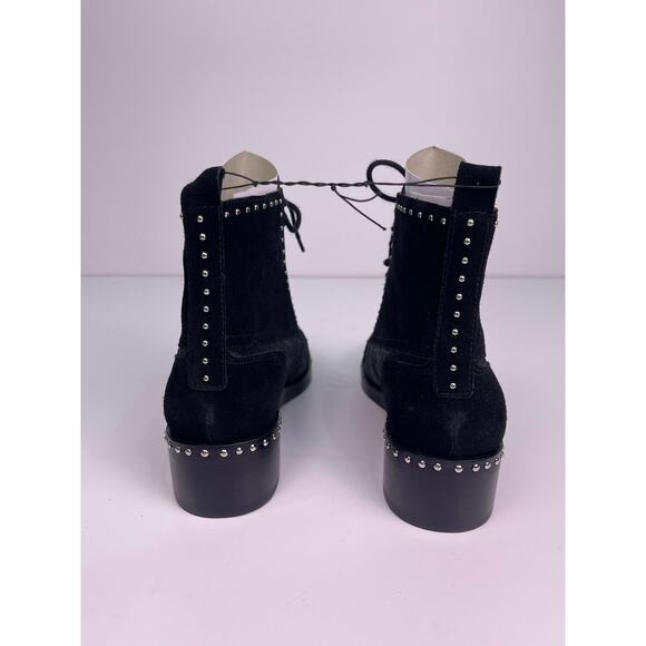 Marc Fisher Micasside Studded Black Suede Lace Up Booties Women’s Sz 7 New W Box - Picture 4 of 11